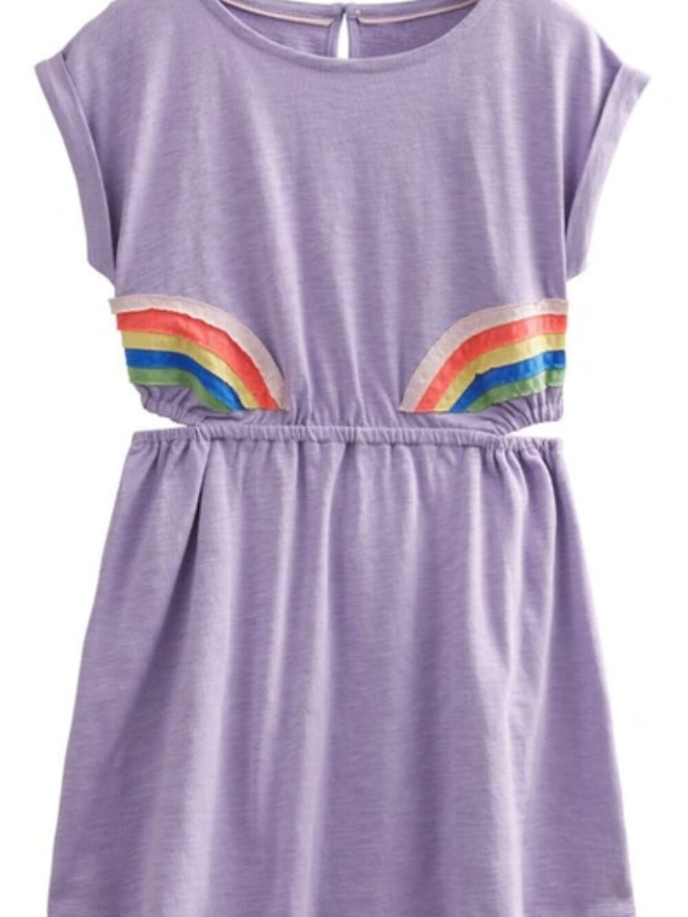 Mini Boden Cut Out Dress Misty Lavender Rainbow Girls
